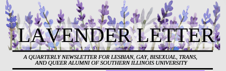 logo for the lavender letter, a newsletter for LGBTQ+ Salukis