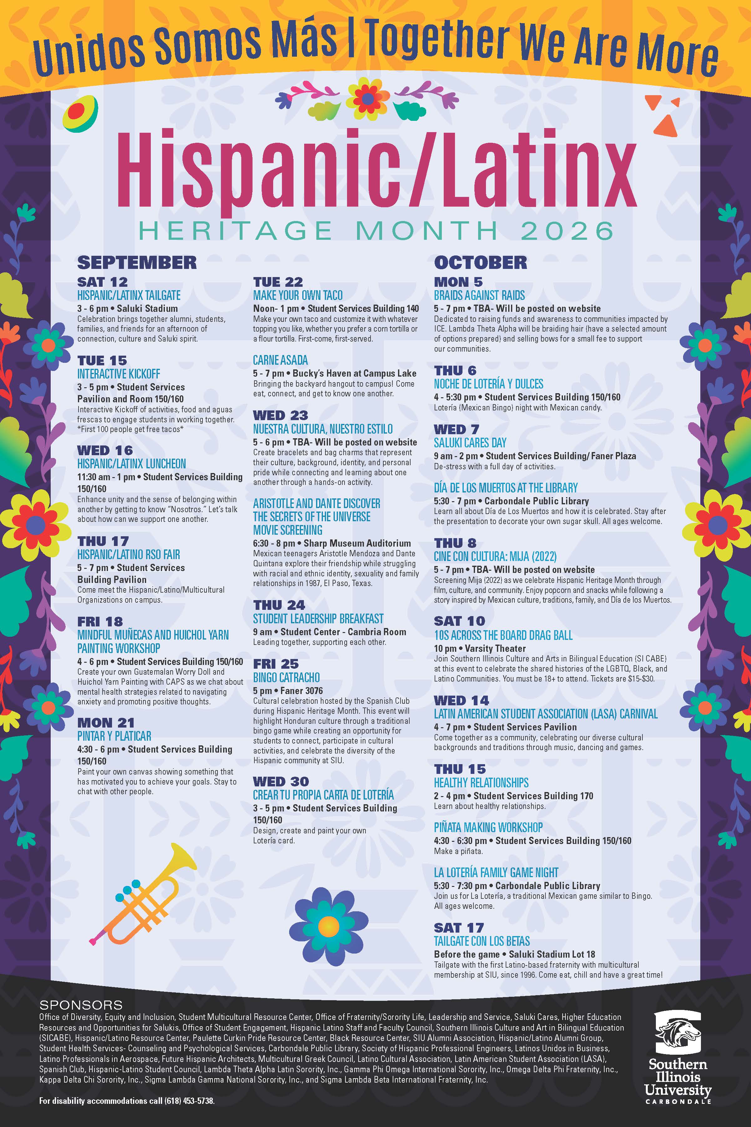 Hispanic Latinx Heritage Month Calendar