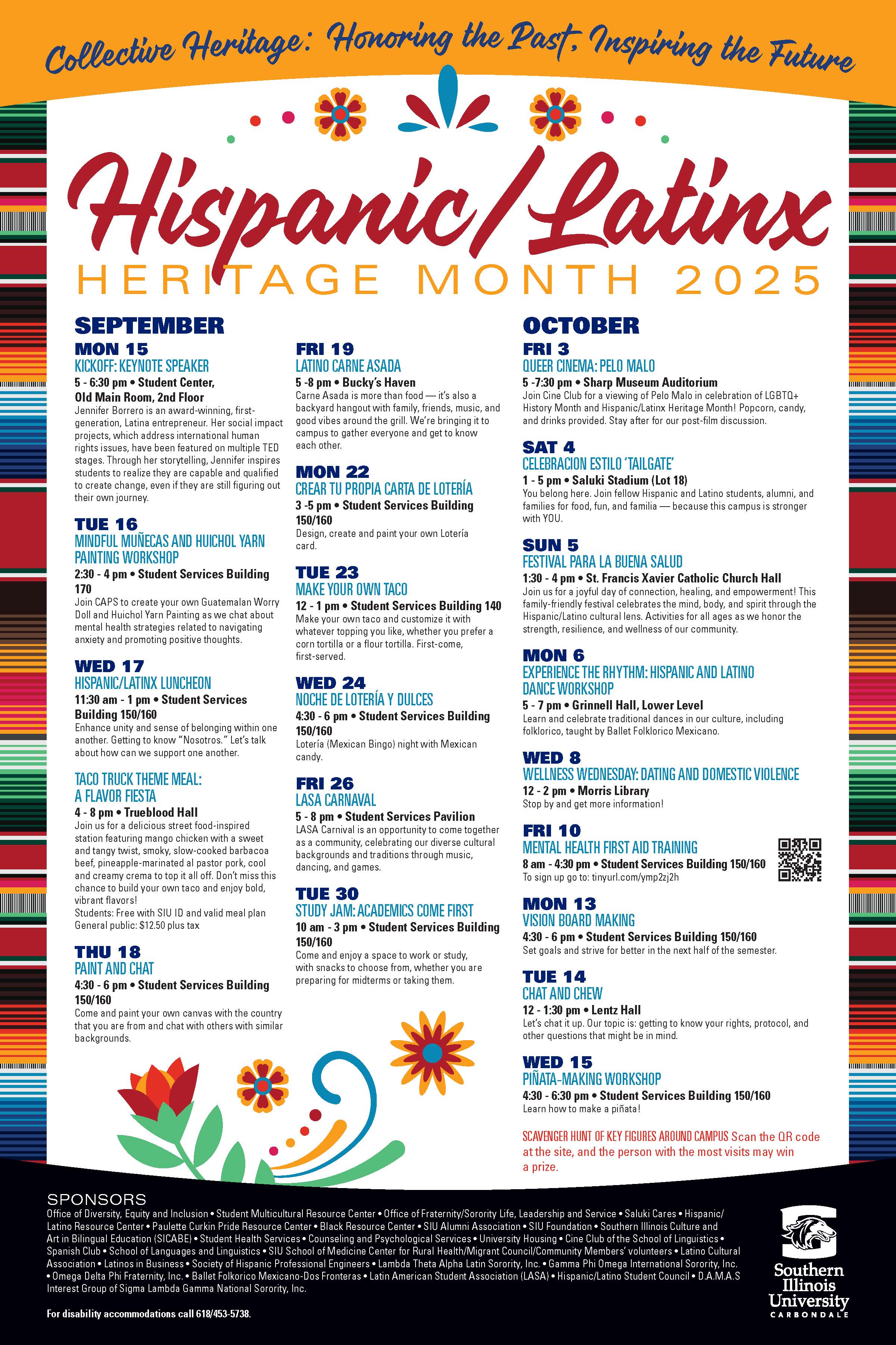 Hispanic Latinx Heritage Month Calendar